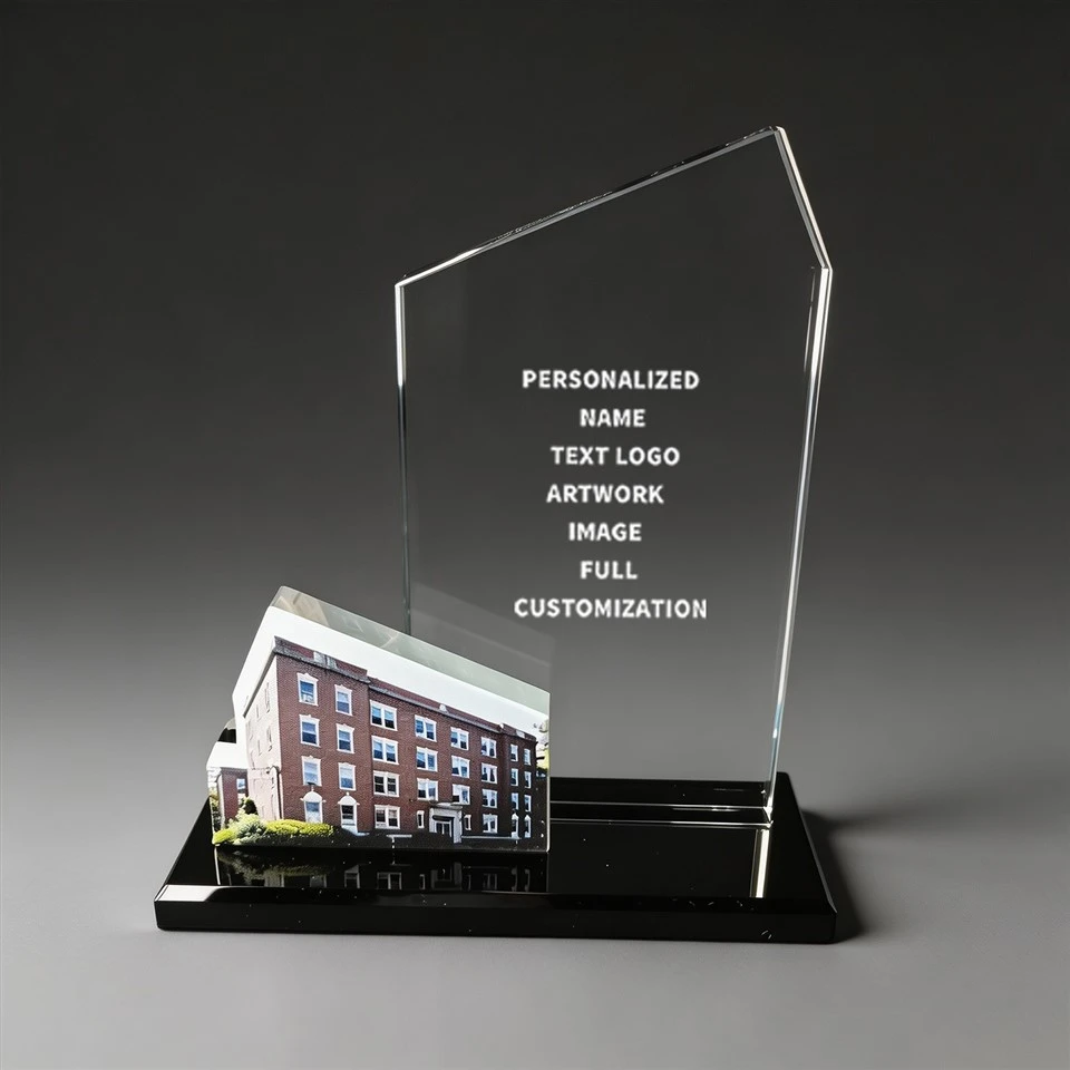 Building Photo Etched Crystal Desk Trophy suppliers