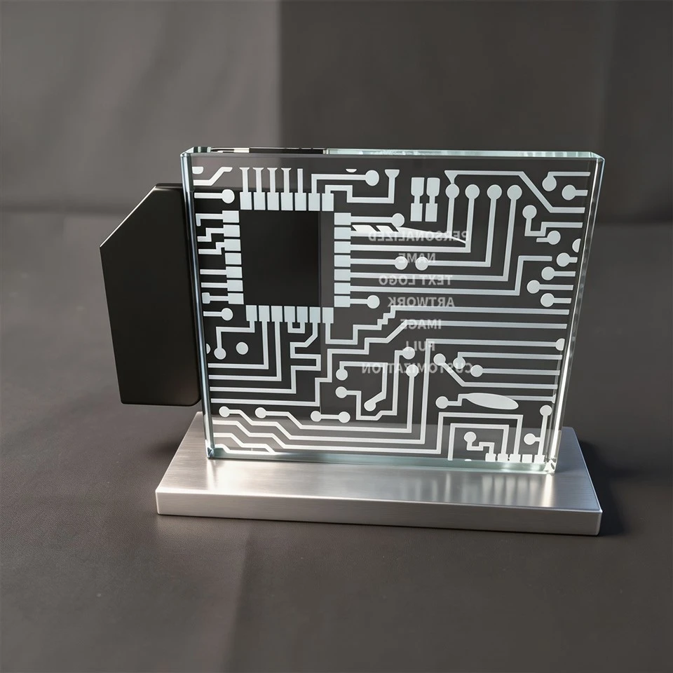 Circuit Pattern Tech Crystal Desk Award high quality
