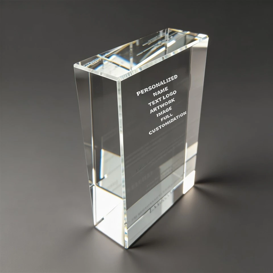 Clear Rectangle Engraved Office Crystal Trophy factory
