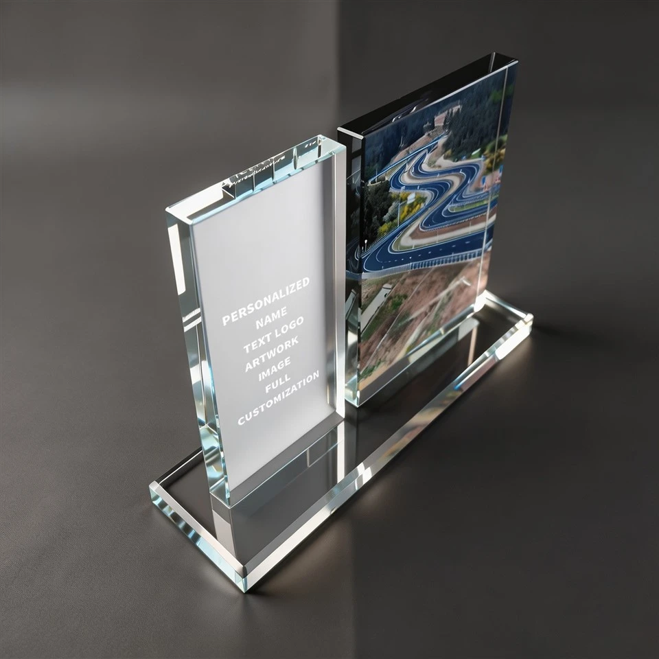 Dual Panel Custom Crystal Desk Plaque factory