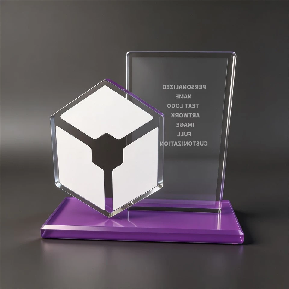 Purple Cube Crystal Award high quality